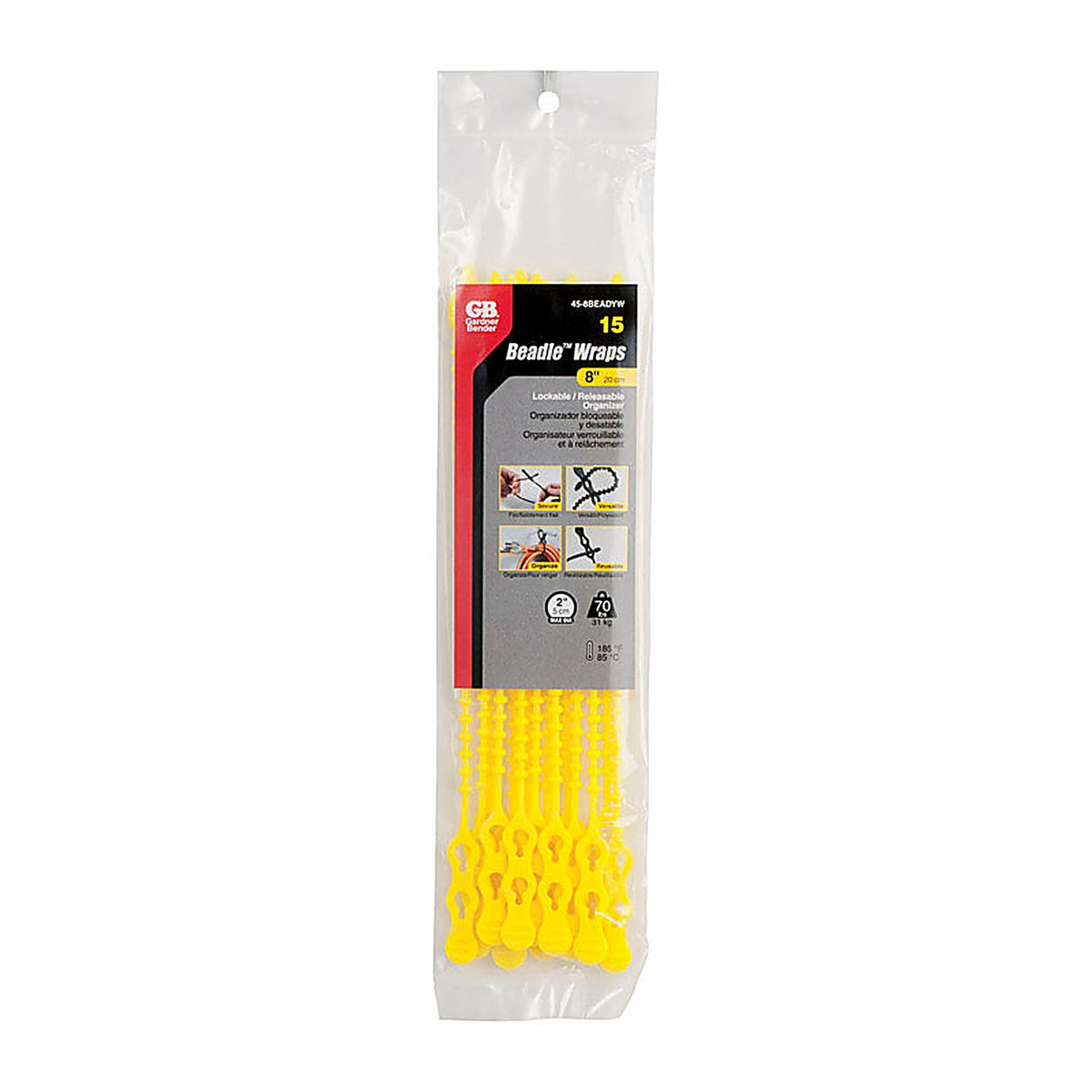 Gardner Bender 45-12BEADYW 12 in. L Yellow Beaded Cable Tie 15/Pack