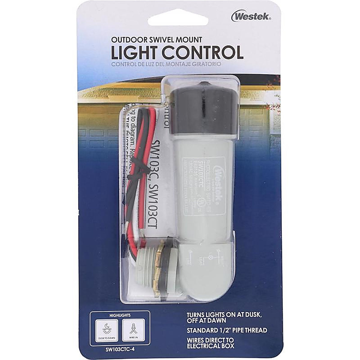 Amertac SW103CTC-4 Black Photoelectric Swivel Eye Light Control 1/Pack