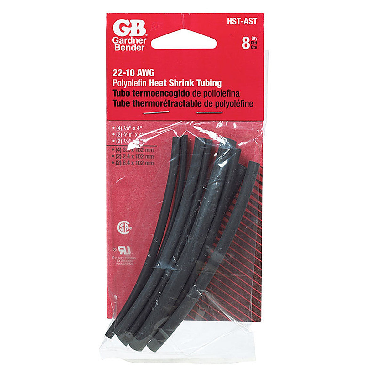 Gardner Bender HST-AST Heat Shrink Tubing Black 8/Pack