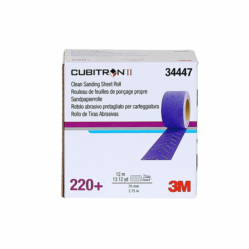 3M 34447 Cubitron II Hookit Clean Sanding Sheet Roll 737U, 34447, 220+, 70 mm x 12 m, 1 roll per box 60455085179