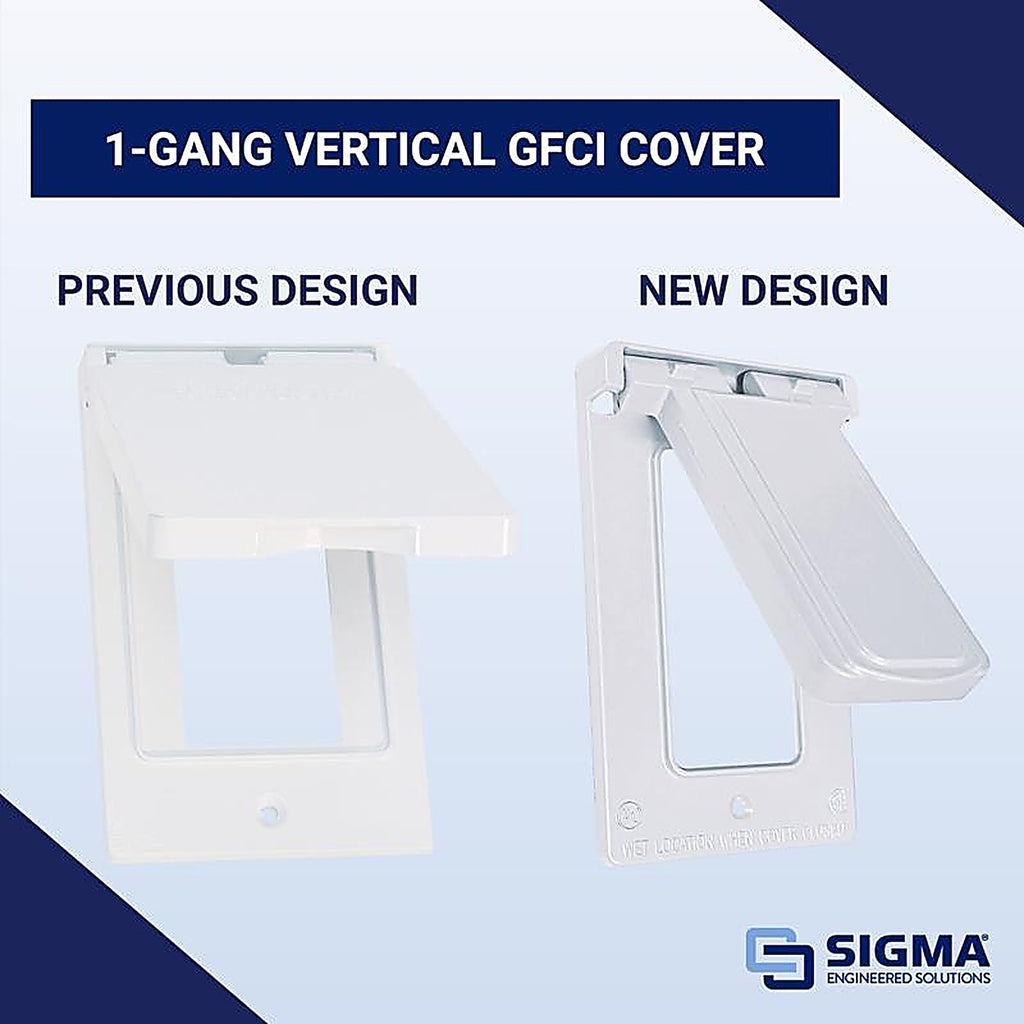 Sigma Electric 14248WH Rectangle Metal 1 gang Vertical GFCI Cover For Wet Locations