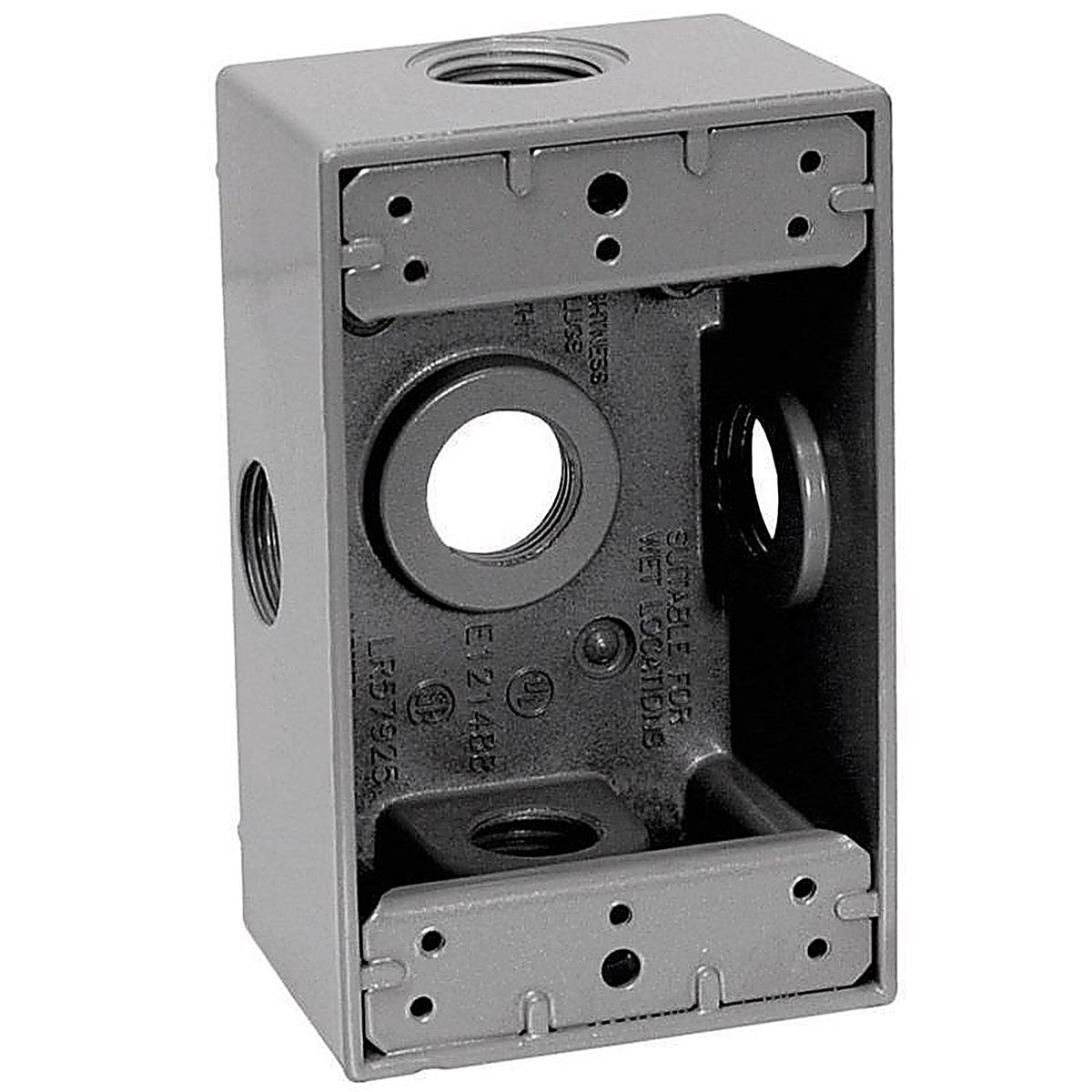 Sigma Electric 14251-5X 4-1/2 in. Rectangle Metallic 1 gang Weatherproof Box Gray