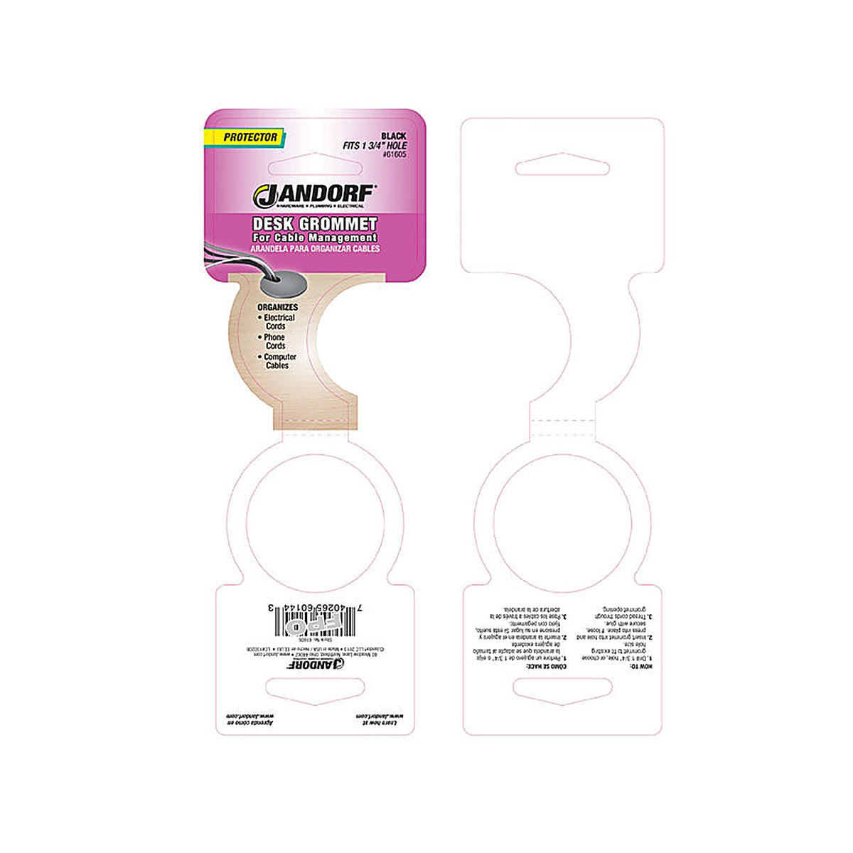 Jandorf 61605 1-3/4 in. Computer Grommet 1/Pack