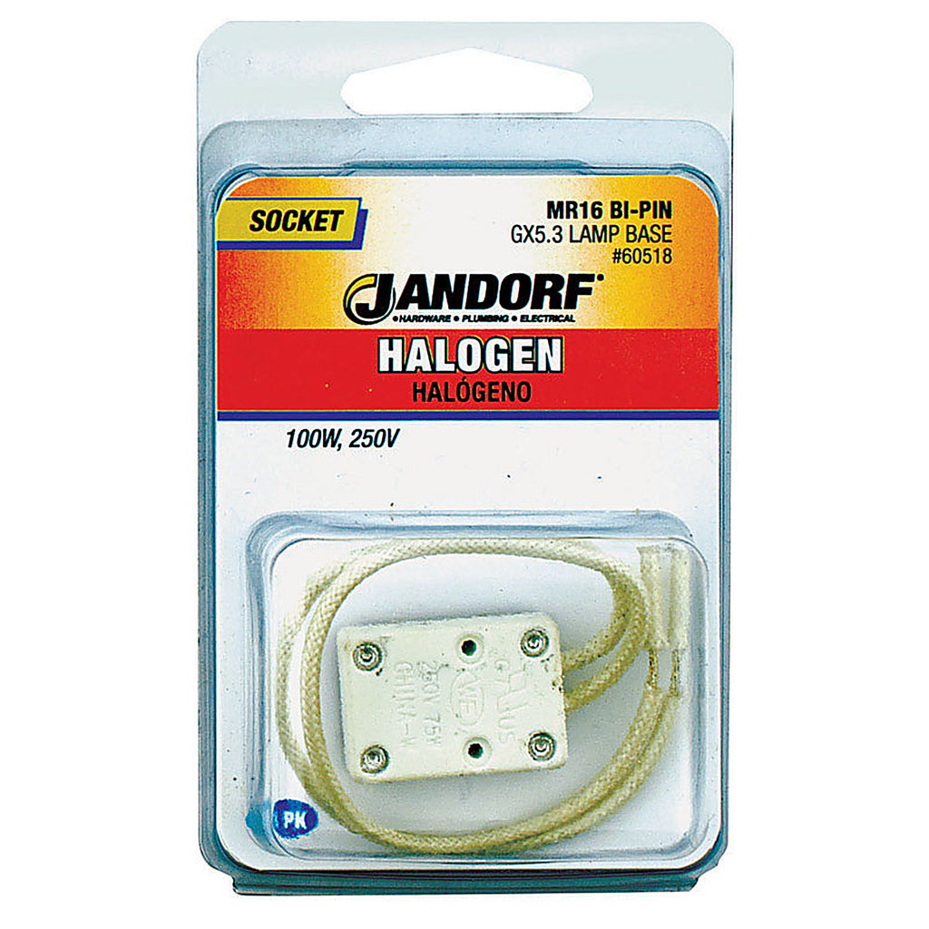 Jandorf 60518 Porcelain Halogen GX5.3 Base Socket 1/Pack