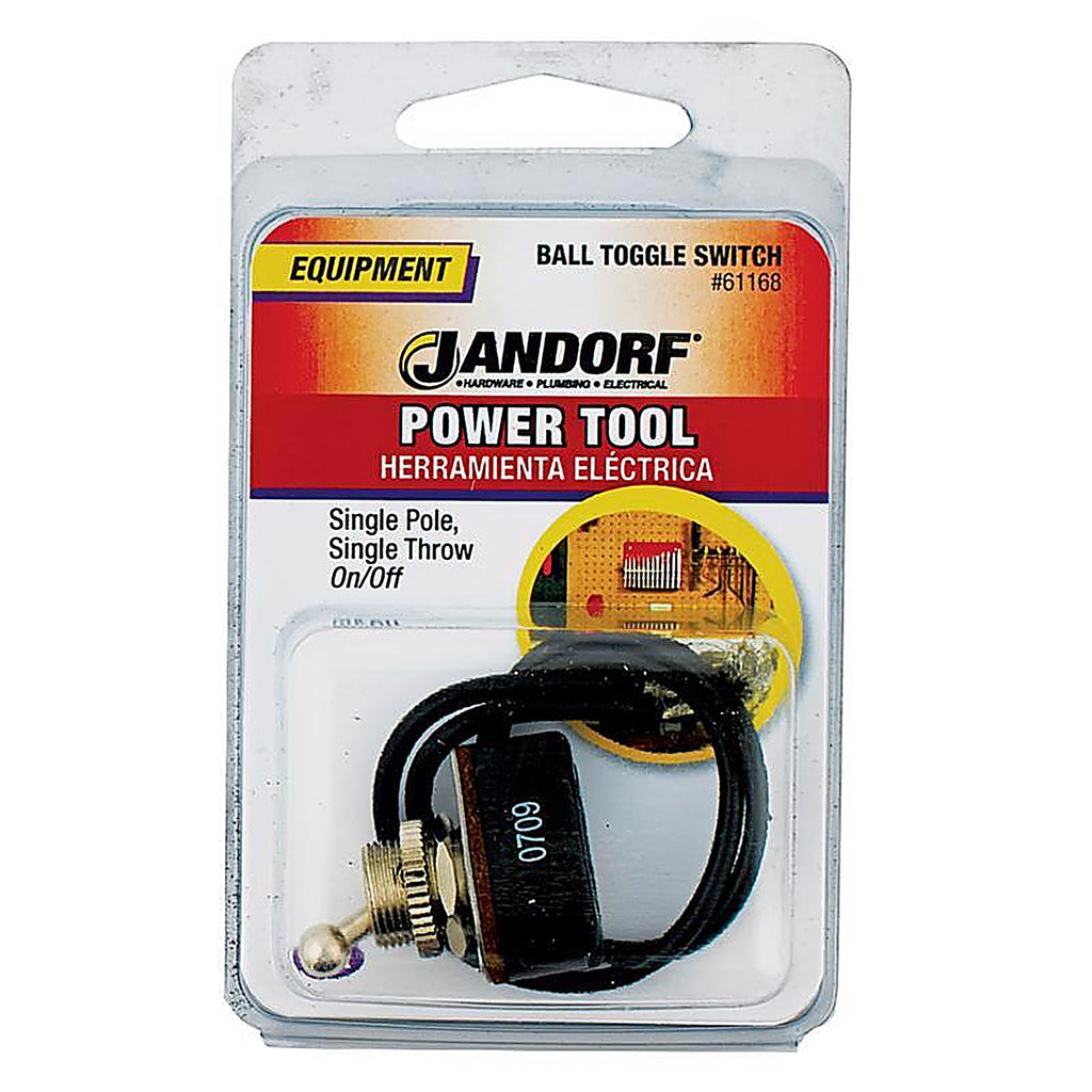 Jandorf 61168 6 amps Single Pole Ball Toggle Power Tool Switch Black/Silver 1/Pack