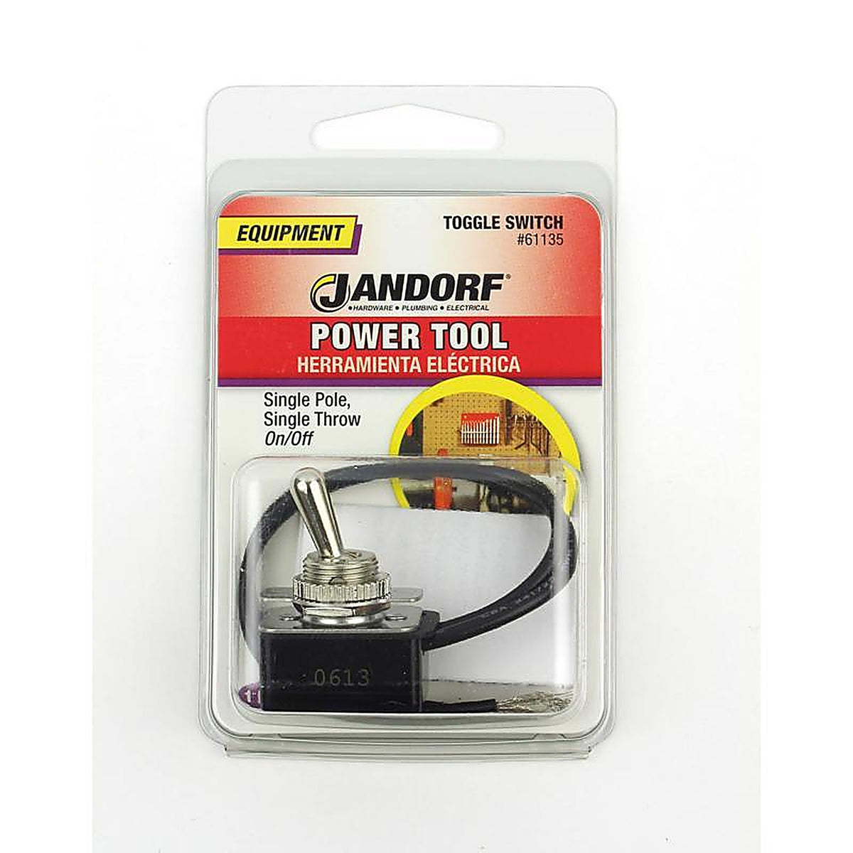 Jandorf 61135 8 amps Single Pole Toggle Power Tool Switch Silver 1/Pack