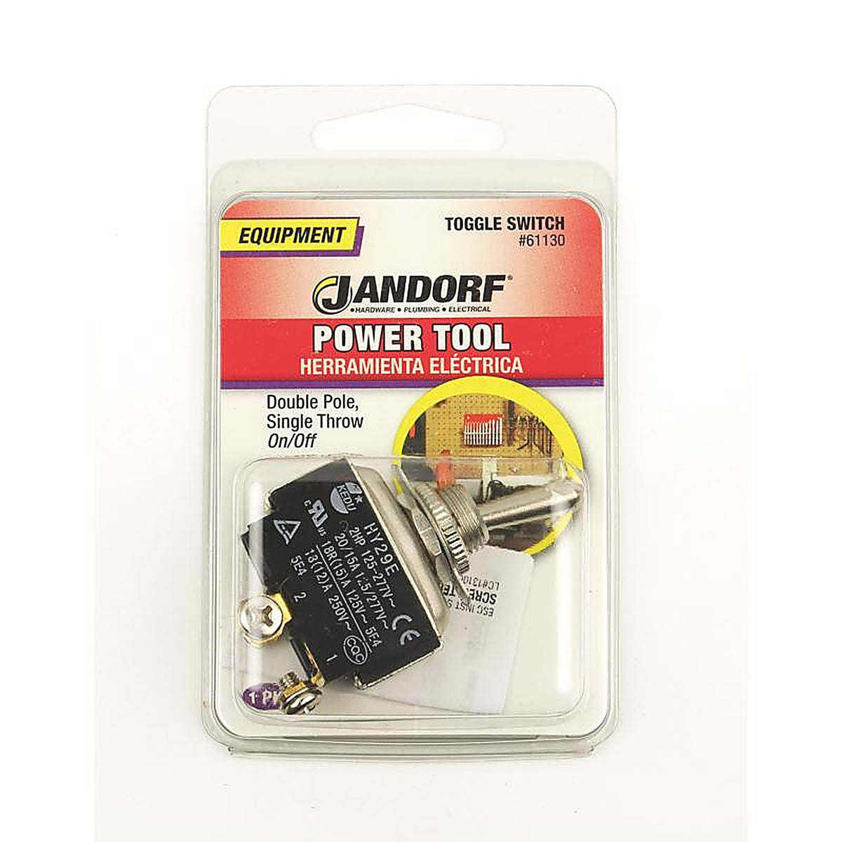 Jandorf 61130 20 amps Double Pole Toggle Power Tool Switch Silver 1/Pack
