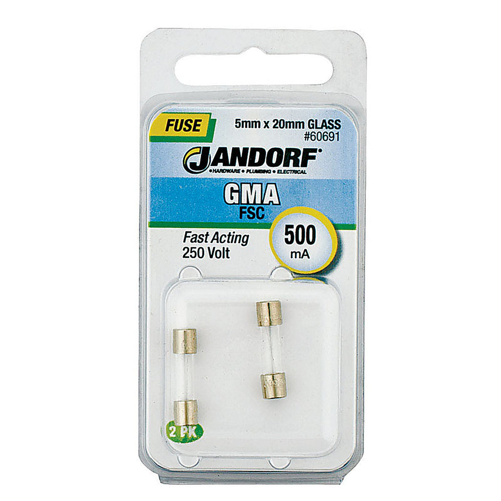 Jandorf 60691 GMA 500 milliampere Fast Acting Fuse 2/Pack