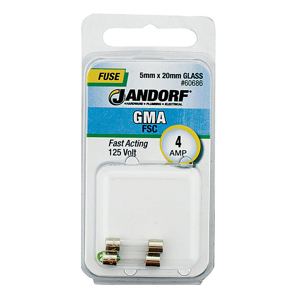 Jandorf 60686 GMA 4 amps Fast Acting Fuse 2/Pack