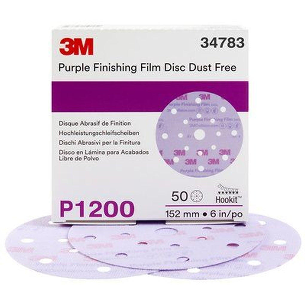 3M 34783 260L Hookit Purple Finishing Film Disc Dust Free, 6 in, 17 Hole, P1200 50/Pack 60455098222