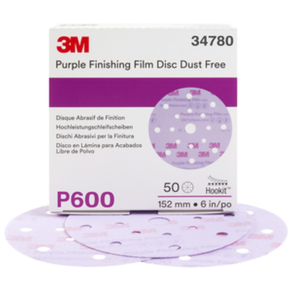 3M 34785 260L Hookit Purple Finishing Film Disc Dust Free, 6 in, 17 Hole, P2000 50/Pack 60455098248
