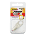 Jandorf 60767 2 Ga. Uninsulated Wire Electrical Lug Silver 1/Pack