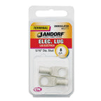 Jandorf 60771 8 Ga. Uninsulated Wire Electrical Lug Silver 2/Pack