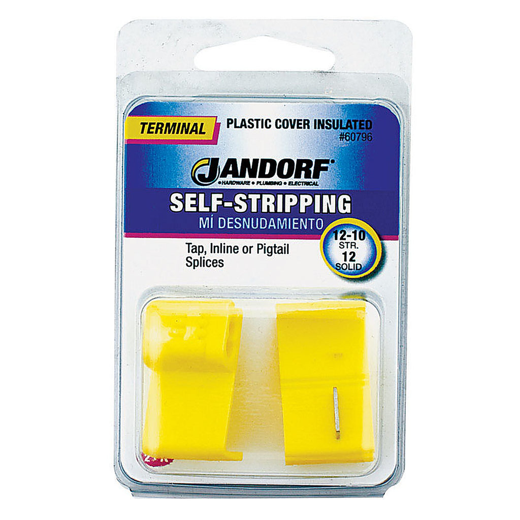 Jandorf 60796 12-10 Ga. Insulated Wire Terminal Self-Stripping Yellow 2/Pack