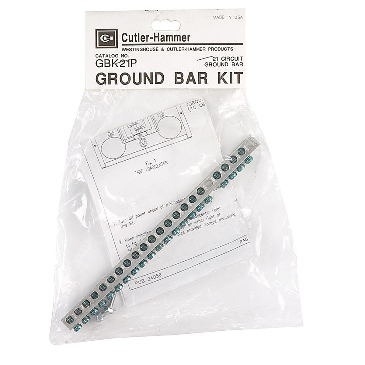 Cutler-Hammer GBK21P 21 space 21 circuits Bolt-On Mount Ground Bar Kit