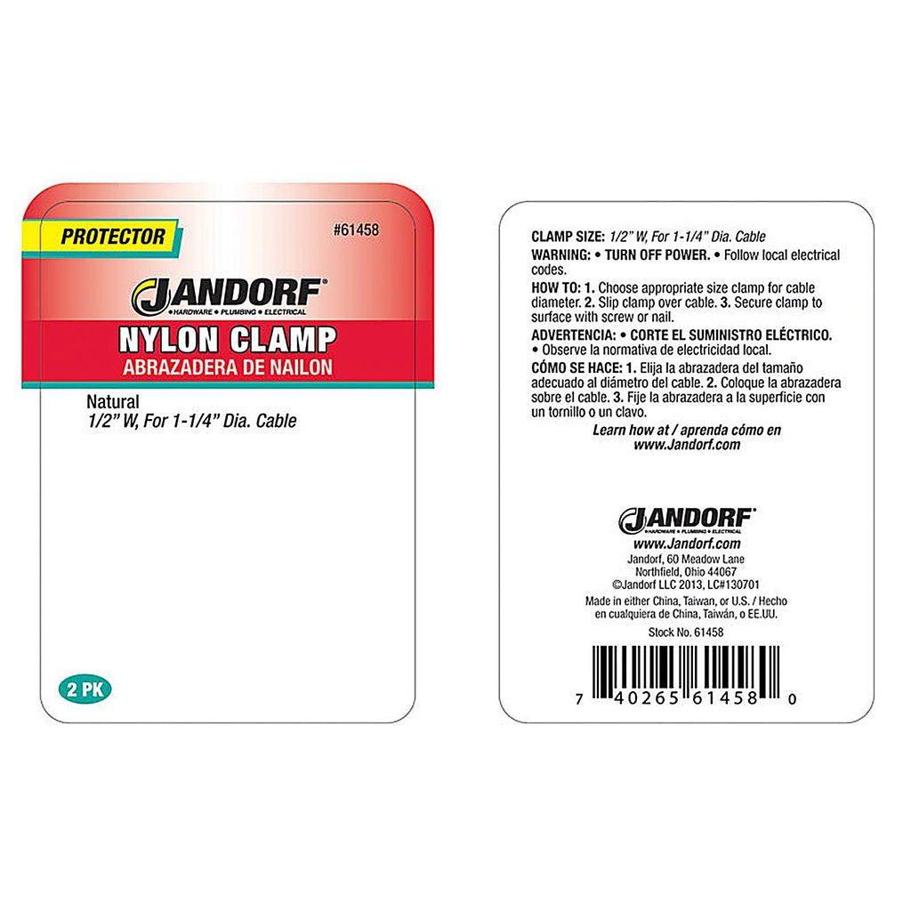 Jandorf 61458 1-1/4 in. Dia. Nylon Cable Clamp 2/Pack