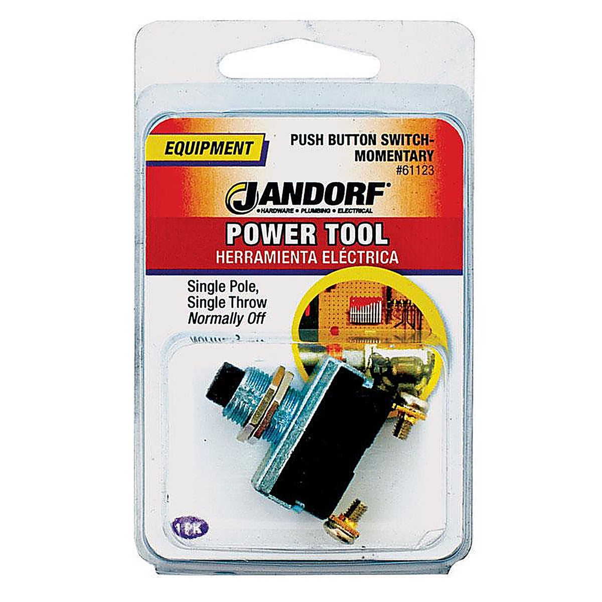 Jandorf 61123 16 amps Single Pole Push Button Power Tool Switch Black/Silver 1/Pack