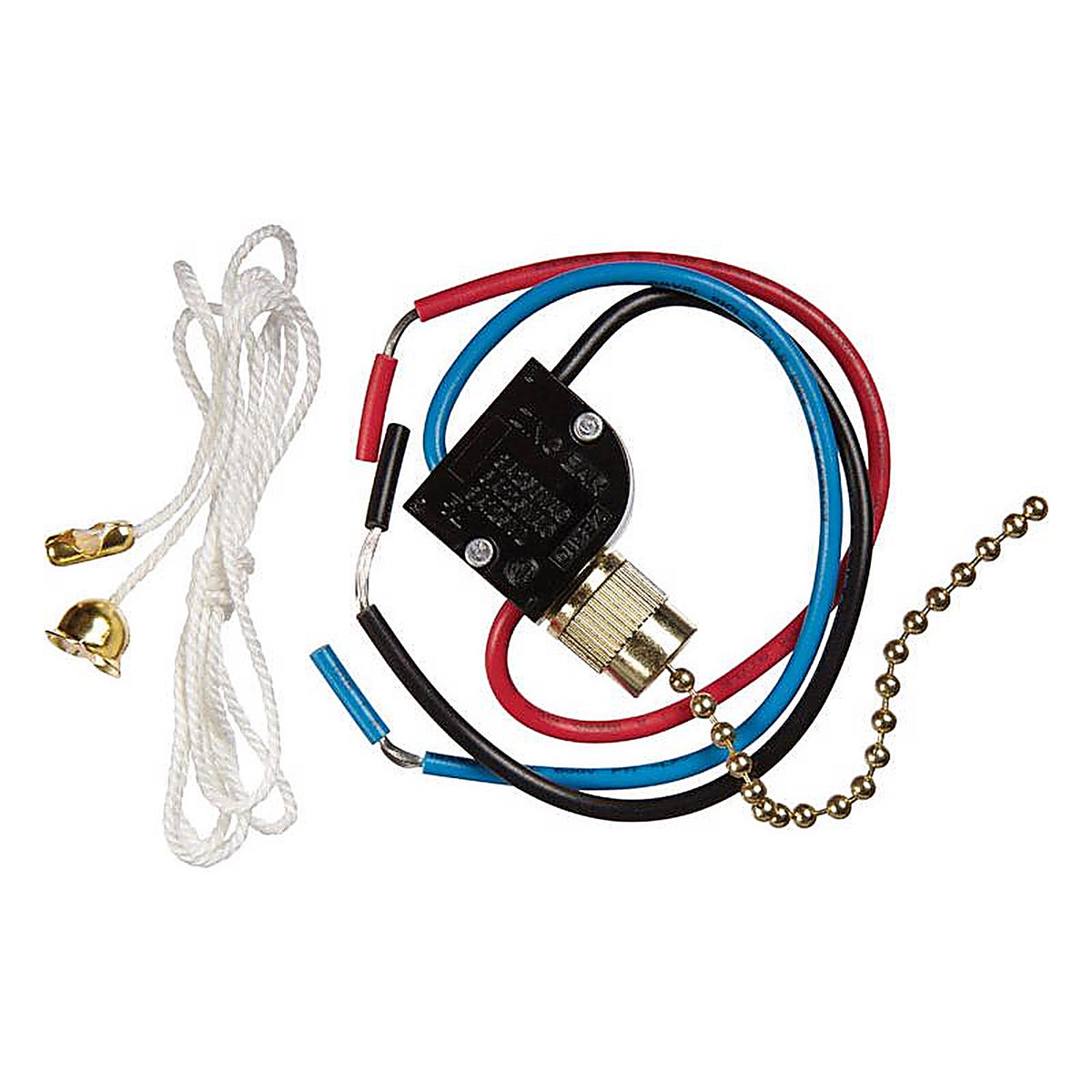 Jandorf 61200 6 amps Single Pole or 3-way Pull Chain Appliance Switch Brass 1/Pack