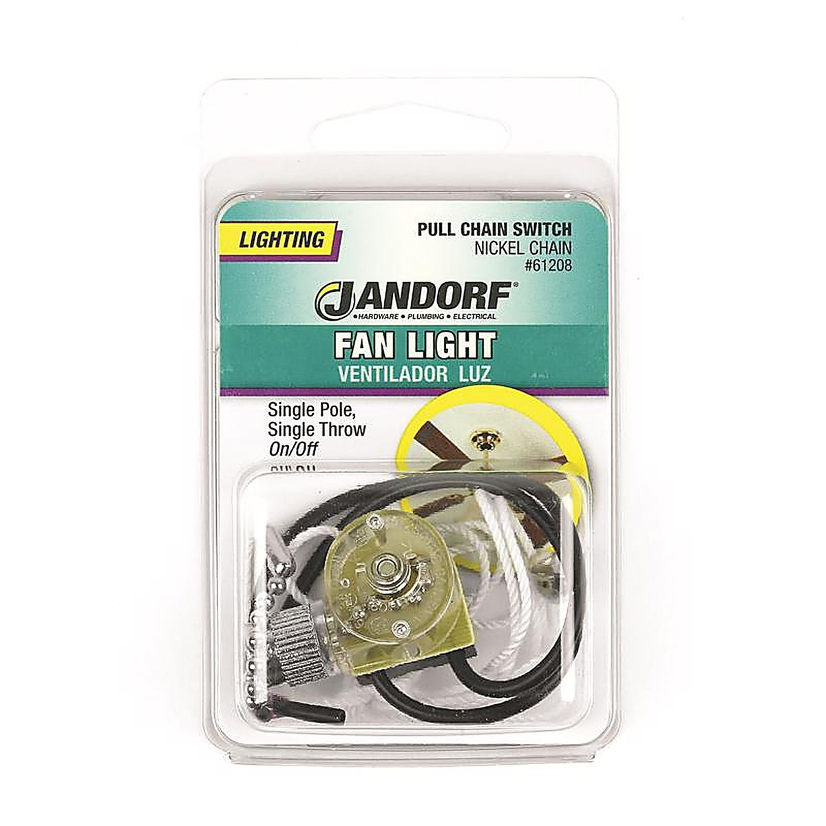 Jandorf 61208 6 amps Single Pole Pull Chain Appliance Switch Brass 1/Pack