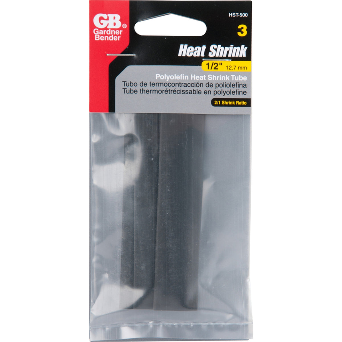 Gardner Bender HST-500 1/2 in. Dia. Heat Shrink Tubing Black 3/Pack