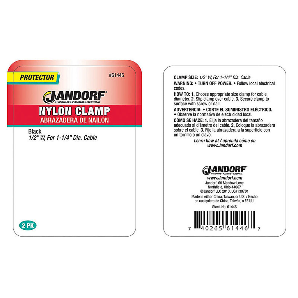 Jandorf 61446 1-1/4 in. Dia. Nylon Cable Clamp 2/Pack