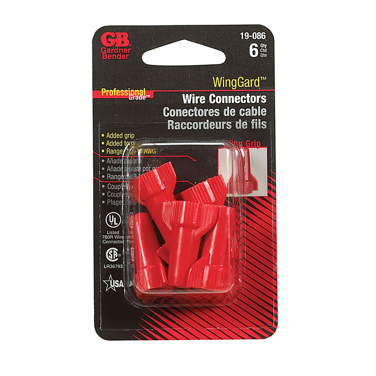 Gardner Bender 19-086 WingGard 22-6 Ga. Copper Wire Wire Connector Red 6/Pack