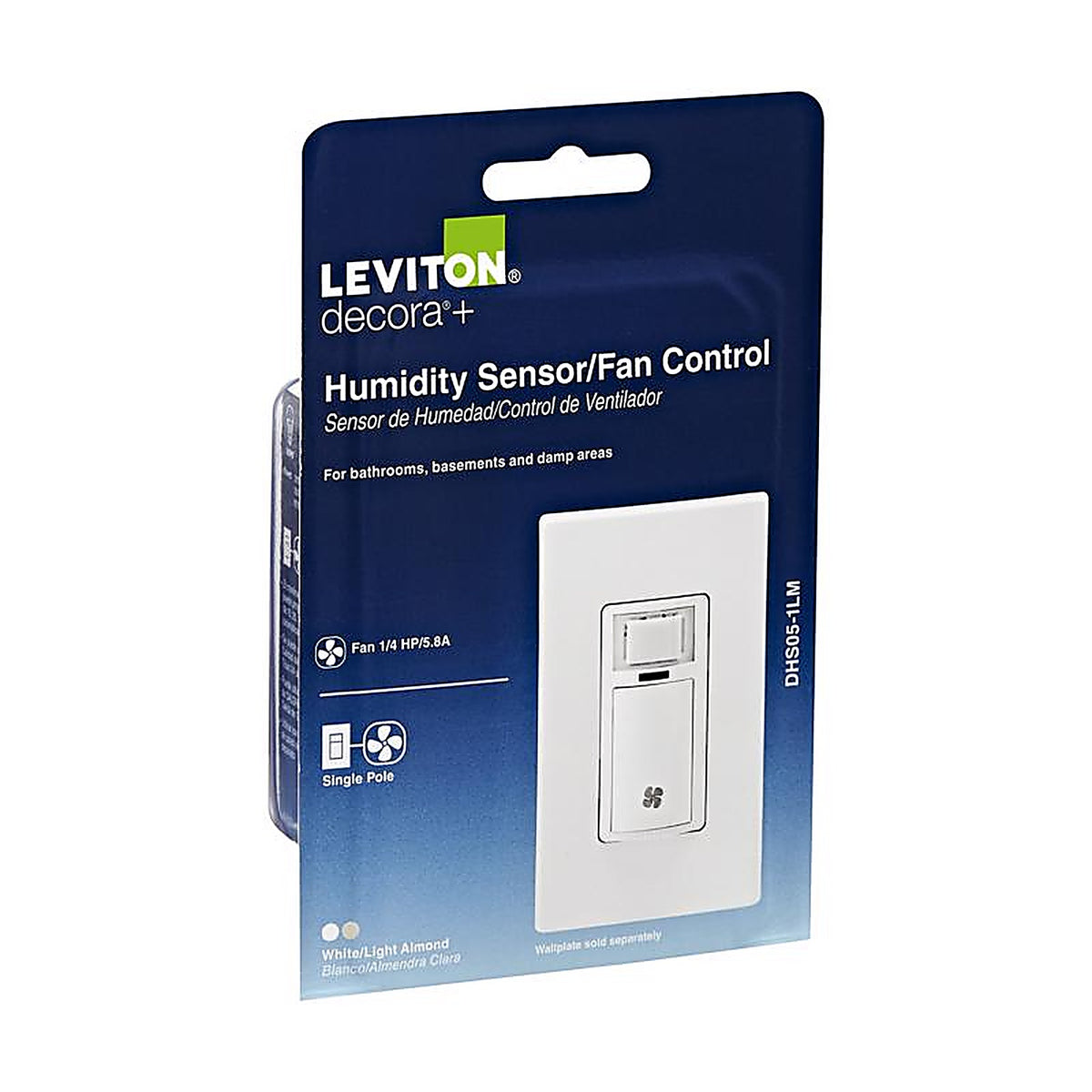 Leviton R02-IPHS5-0LW Decora Single Pole Motion Sensor Humidity Sensor/Fan Control White 1/Pack