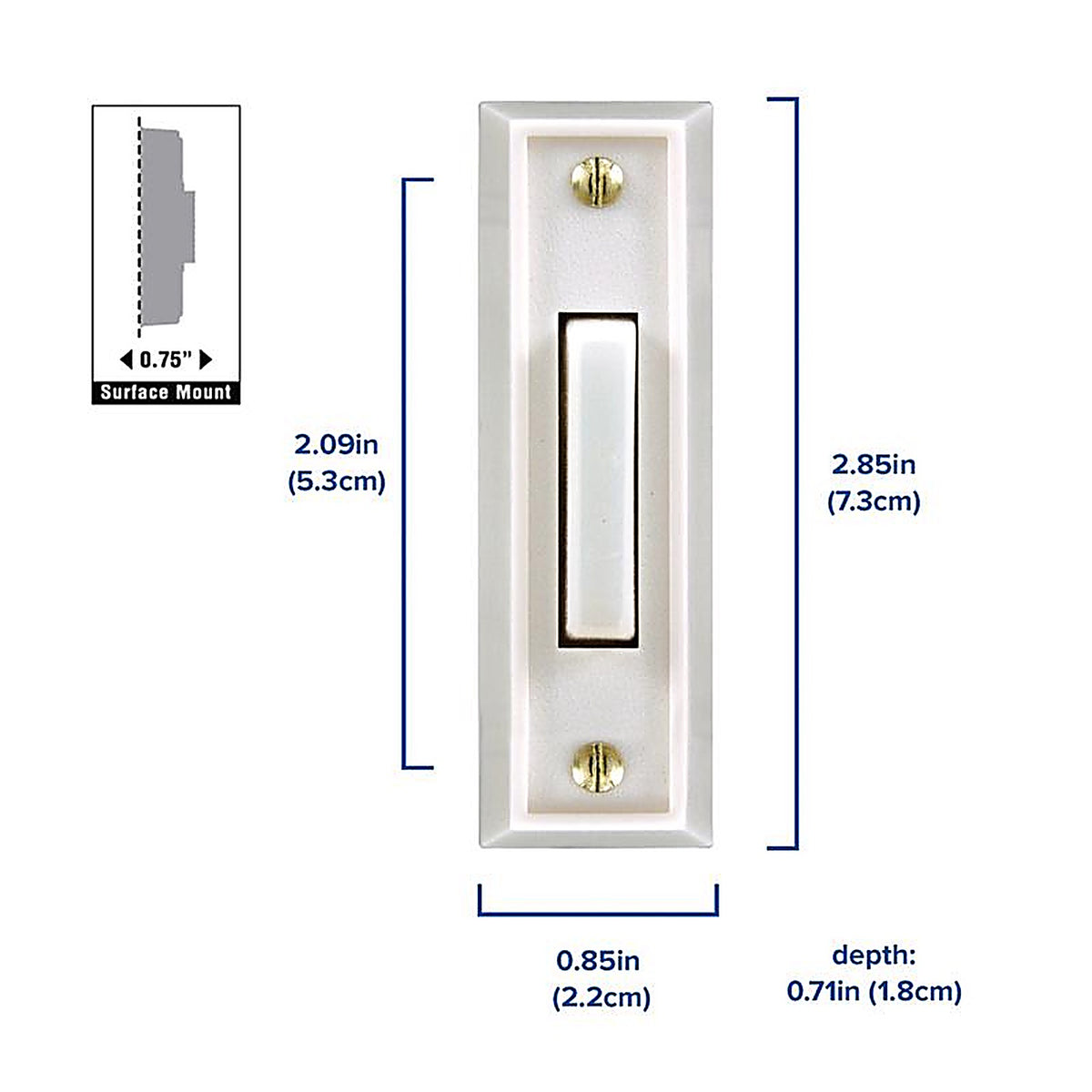 Heath-Zenith SL-315-1-00 White Plastic Wired Pushbutton Doorbell