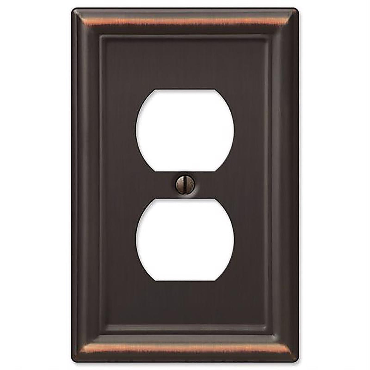 Amerelle 149DDB Chelsea Aged Bronze Bronze 1 gang Stamped Steel Duplex Outlet Wall Plate 1/Pack