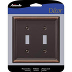 Amerelle 149TTDB Chelsea Aged Bronze Bronze 2 gang Stamped Steel Toggle Wall Plate 1/Pack