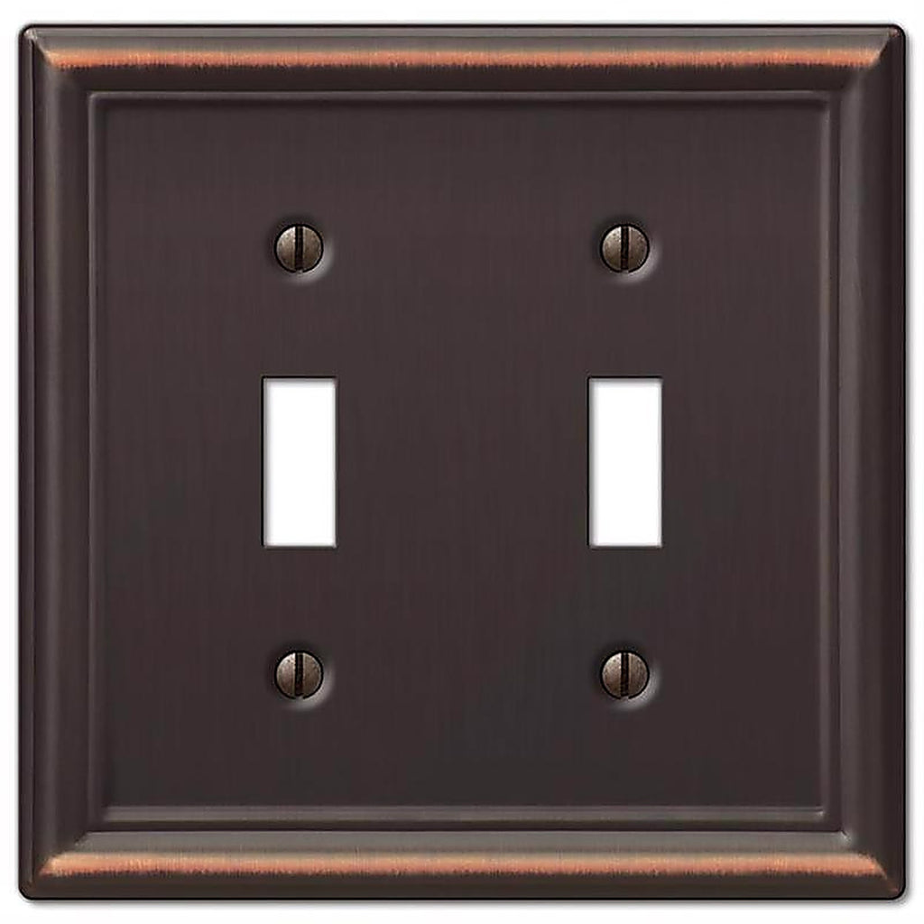 Amerelle 149TTDB Chelsea Aged Bronze Bronze 2 gang Stamped Steel Toggle Wall Plate 1/Pack