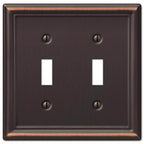Amerelle 149TTDB Chelsea Aged Bronze Bronze 2 gang Stamped Steel Toggle Wall Plate 1/Pack