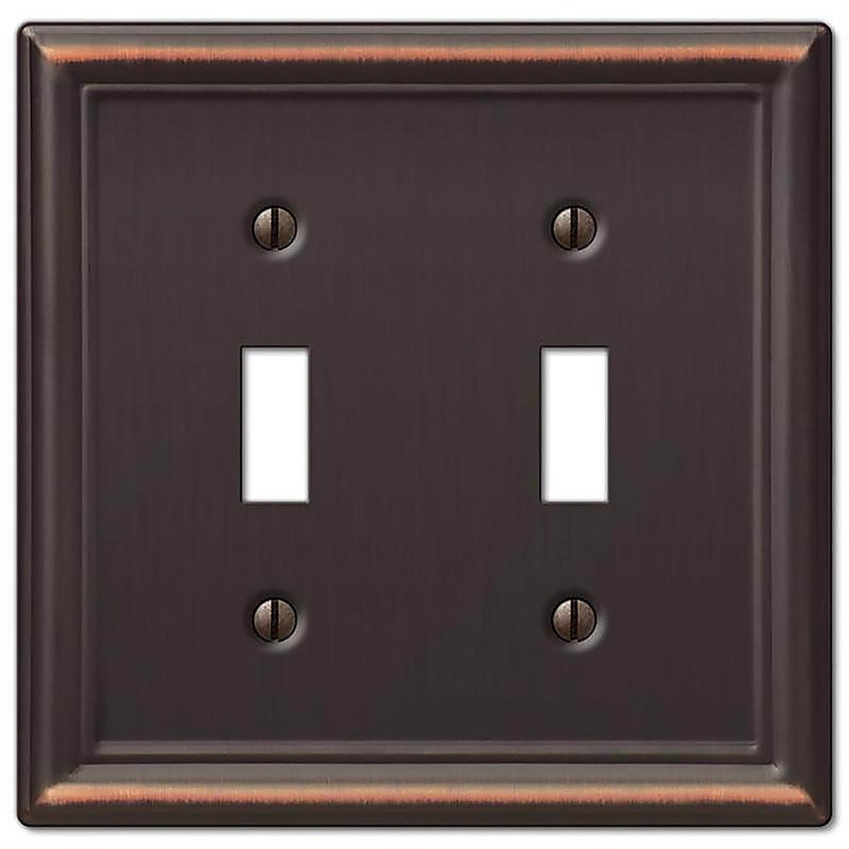 Amerelle 149TTDB Chelsea Aged Bronze Bronze 2 gang Stamped Steel Toggle Wall Plate 1/Pack