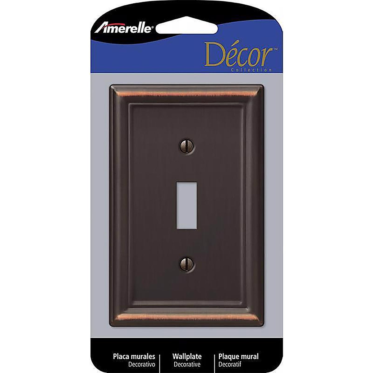 Amerelle 149TDB Chelsea Aged Bronze Bronze 1 gang Stamped Steel Toggle Wall Plate 1/Pack