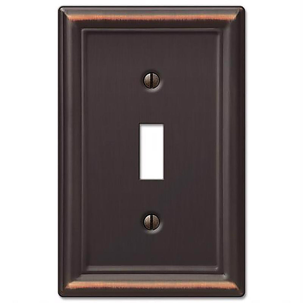 Amerelle 149TDB Chelsea Aged Bronze Bronze 1 gang Stamped Steel Toggle Wall Plate 1/Pack