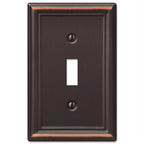 Amerelle 149TDB Chelsea Aged Bronze Bronze 1 gang Stamped Steel Toggle Wall Plate 1/Pack