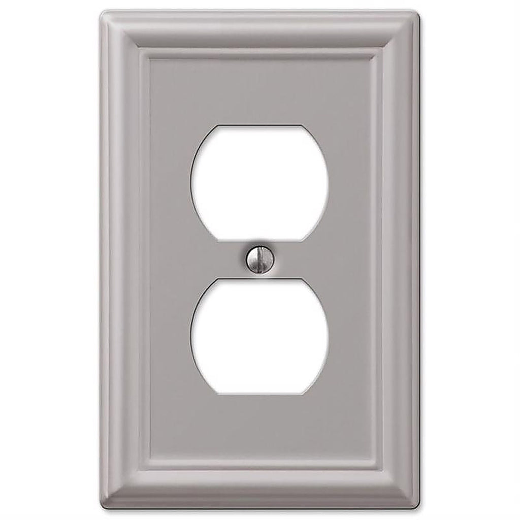 Amerelle 149DBN Chelsea Brushed Nickel Gray 1 gang Stamped Steel Duplex Outlet Wall Plate 1/Pack