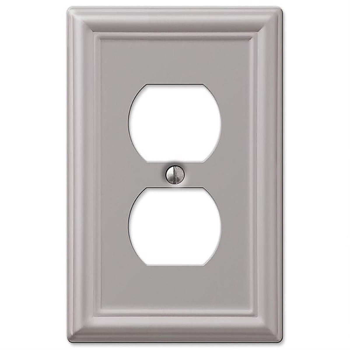 Amerelle 149DBN Chelsea Brushed Nickel Gray 1 gang Stamped Steel Duplex Outlet Wall Plate 1/Pack