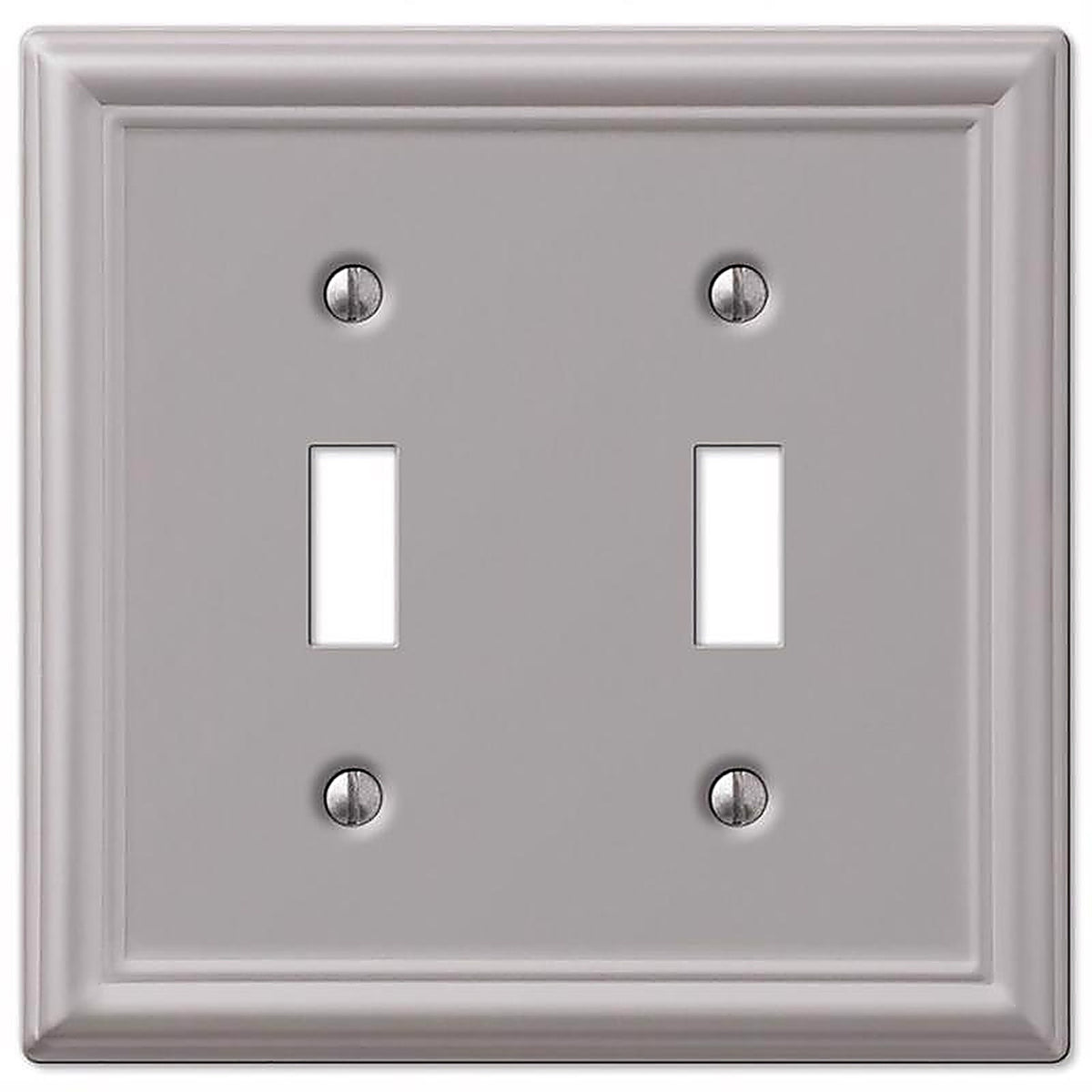 Amerelle 149TTBN Chelsea Brushed Nickel Gray 2 gang Stamped Steel Toggle Wall Plate 1/Pack