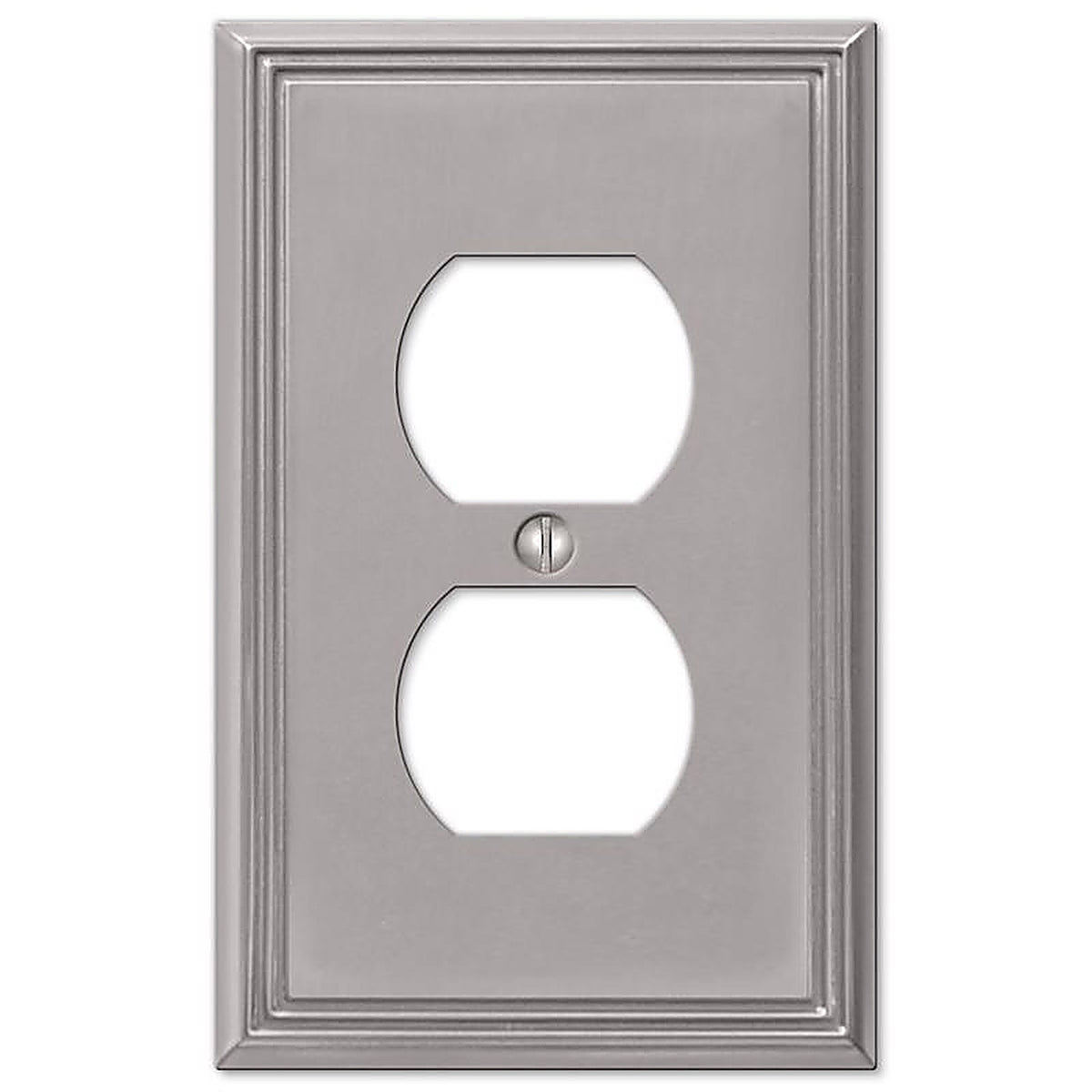 Amerelle 77DBN Metro Brushed Nickel Gray 1 gang Die-Cast Metal Duplex Outlet Wall Plate 1/Pack