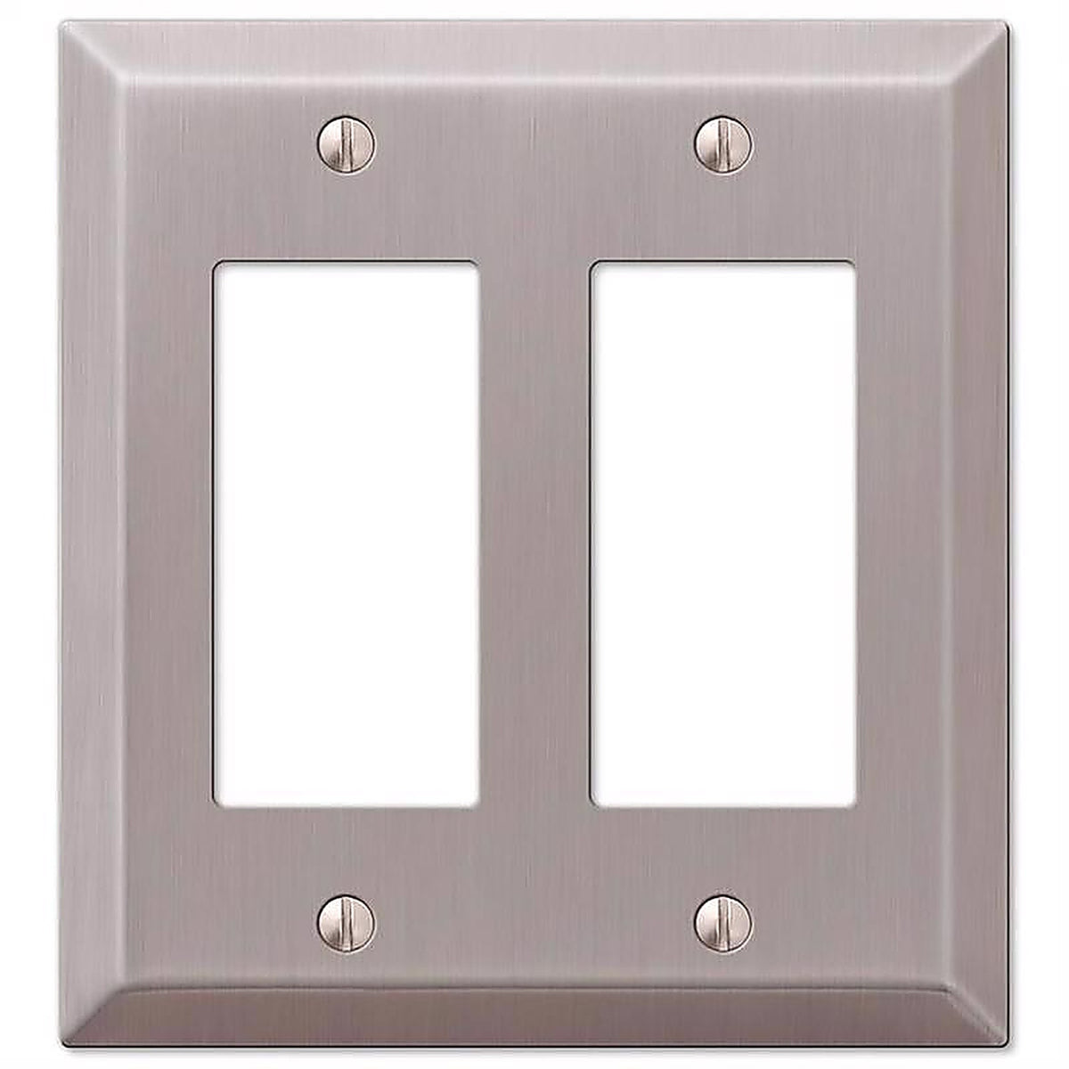 Amerelle 163RRBN Century Brushed Nickel Gray 2 gang Stamped Steel Rocker Wall Plate 1/Pack
