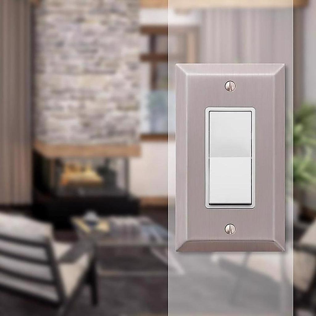 Amerelle 163RBN Century Brushed Nickel Gray 1 gang Stamped Steel Rocker Wall Plate 1/Pack
