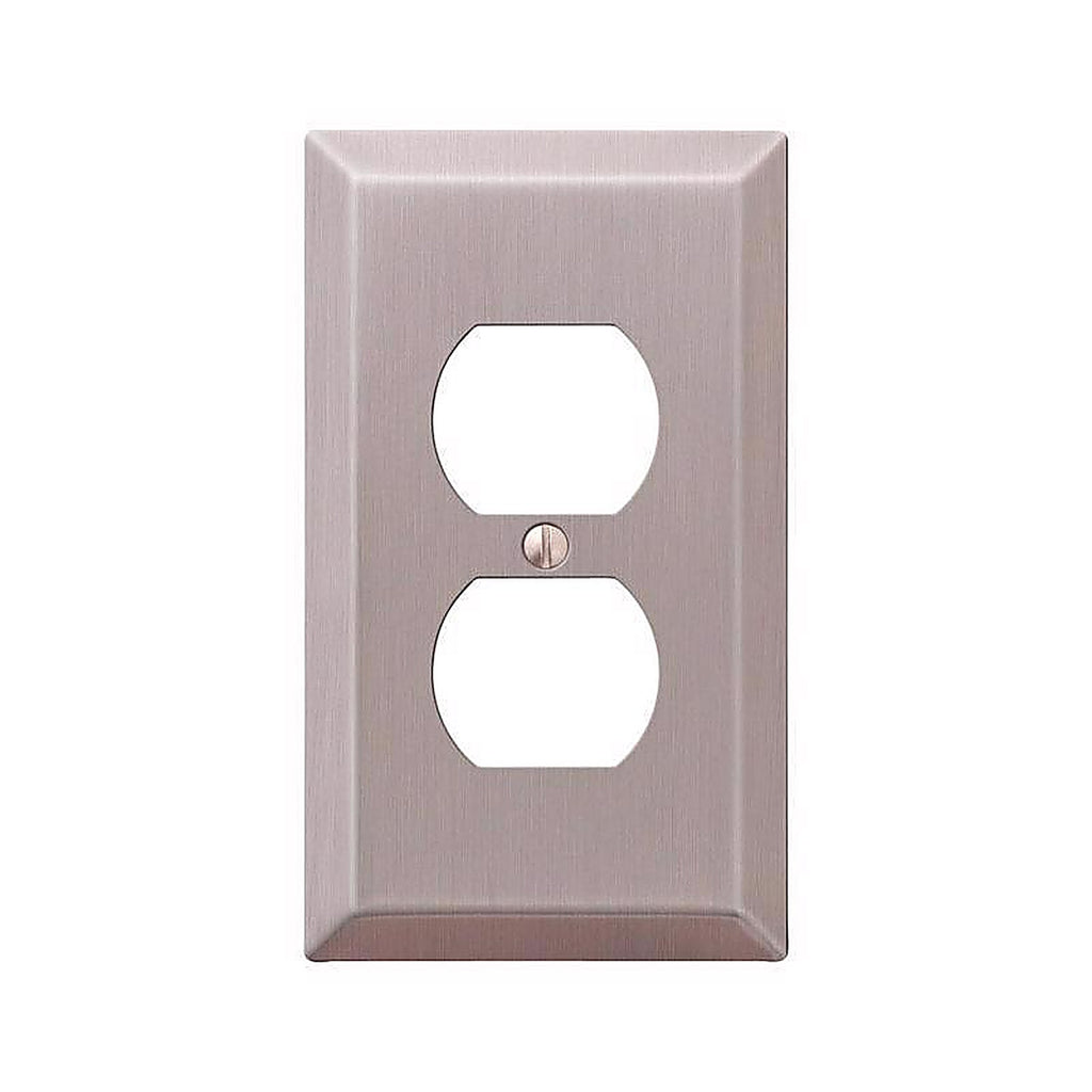Amerelle 163DBN Century Brushed Nickel Gray 1 gang Stamped Steel Duplex Outlet Wall Plate 1/Pack