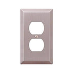 Amerelle 163DBN Century Brushed Nickel Gray 1 gang Stamped Steel Duplex Outlet Wall Plate 1/Pack