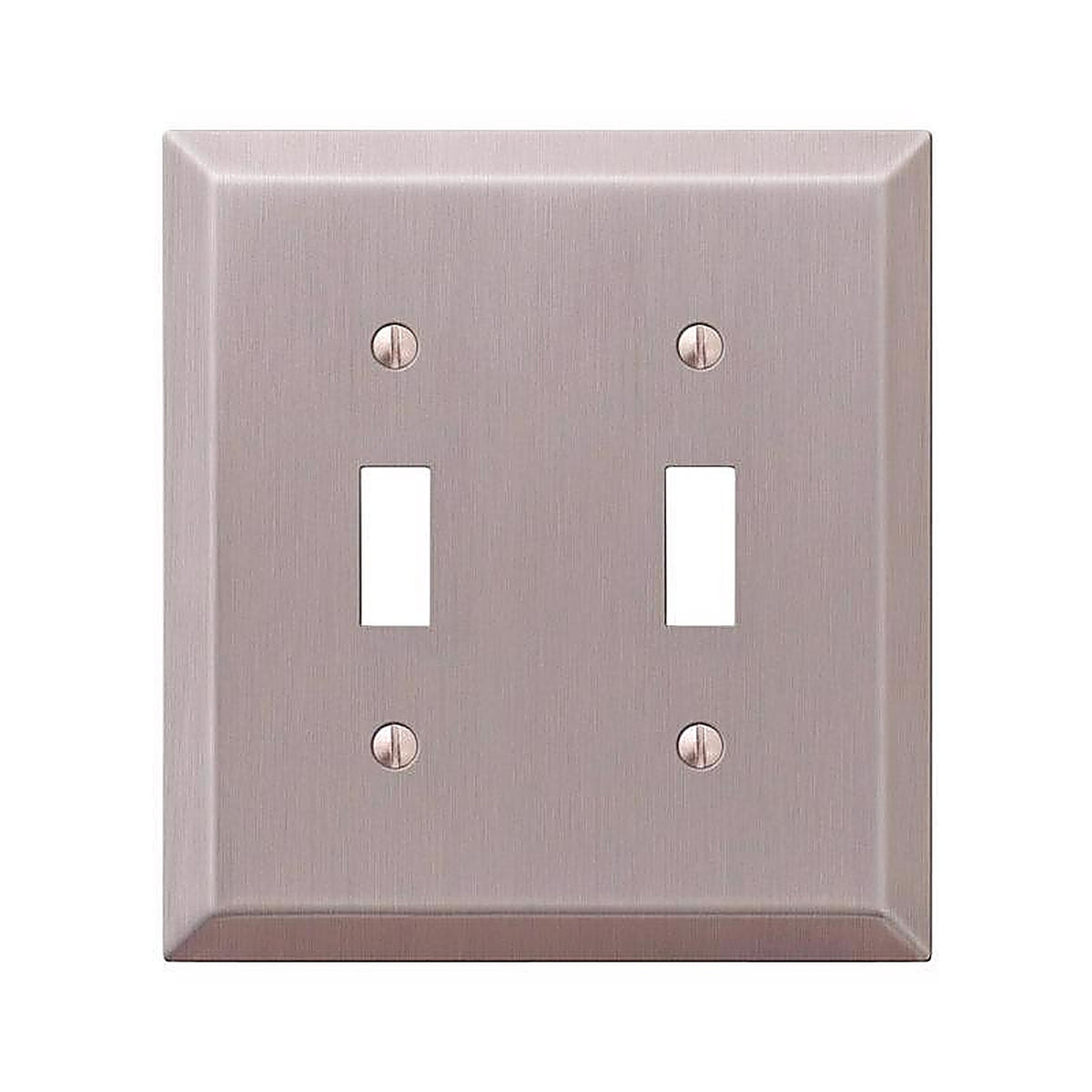 Amerelle 163TTBN Century Brushed Nickel Gray 2 gang Stamped Steel Toggle Wall Plate 1/Pack