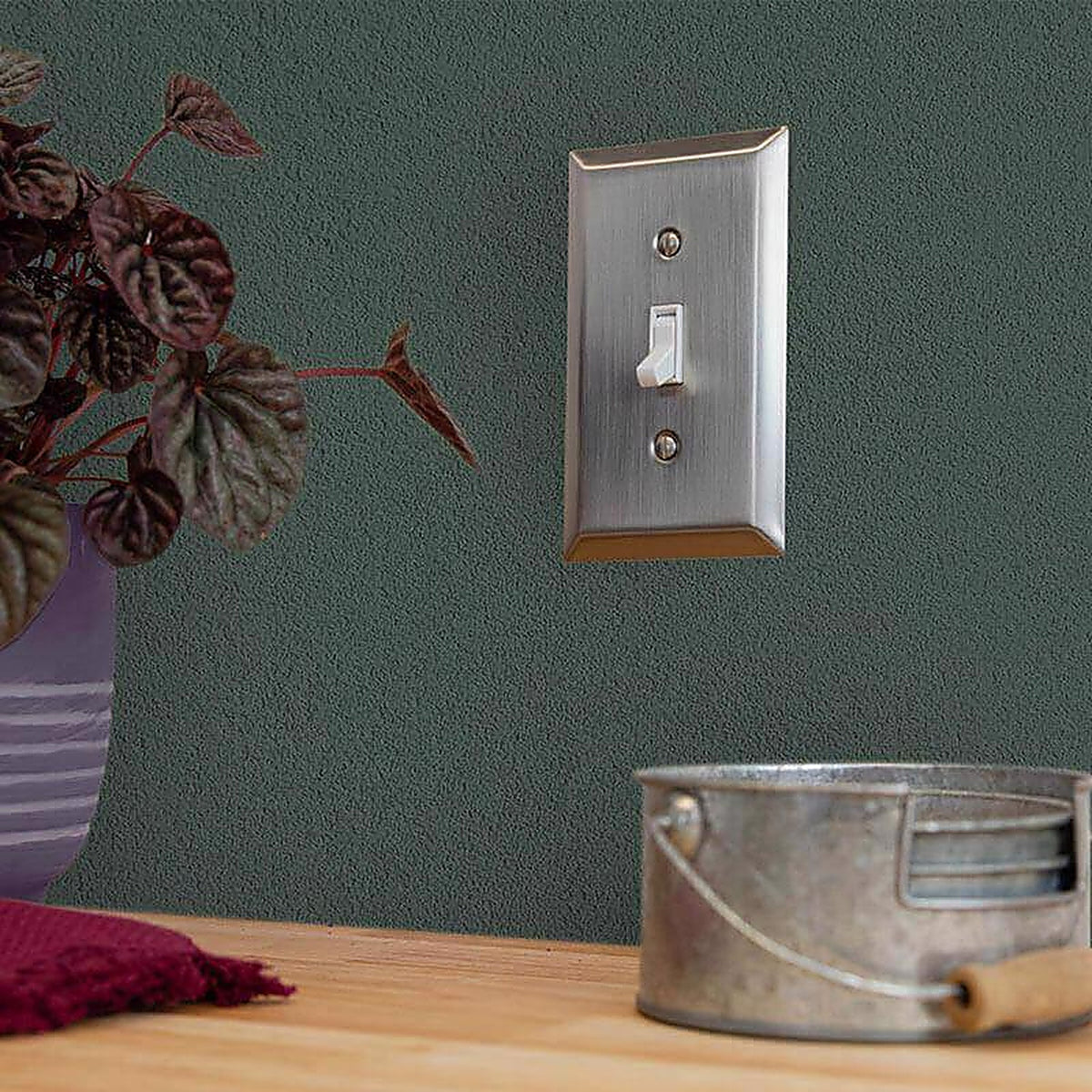 Amerelle 163TTBN Century Brushed Nickel Gray 2 gang Stamped Steel Toggle Wall Plate 1/Pack