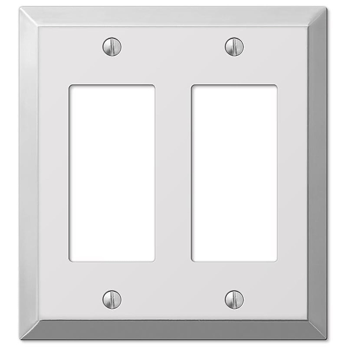 Amerelle 161RR Century Polished Chrome Light Gray 2 gang Stamped Steel Rocker Wall Plate 1/Pack