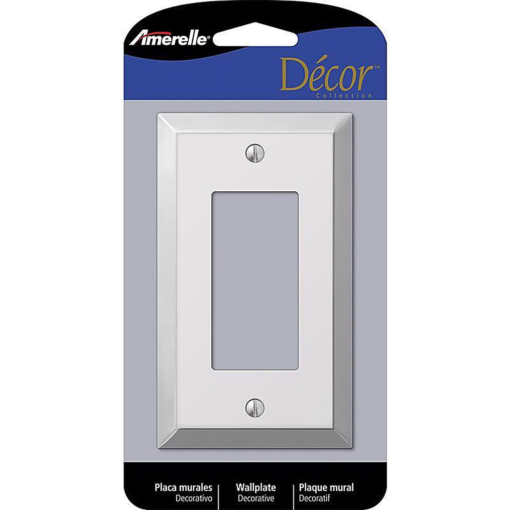 Amerelle 161R Century Polished Chrome Light Gray 1 gang Stamped Steel Rocker Wall Plate 1/Pack