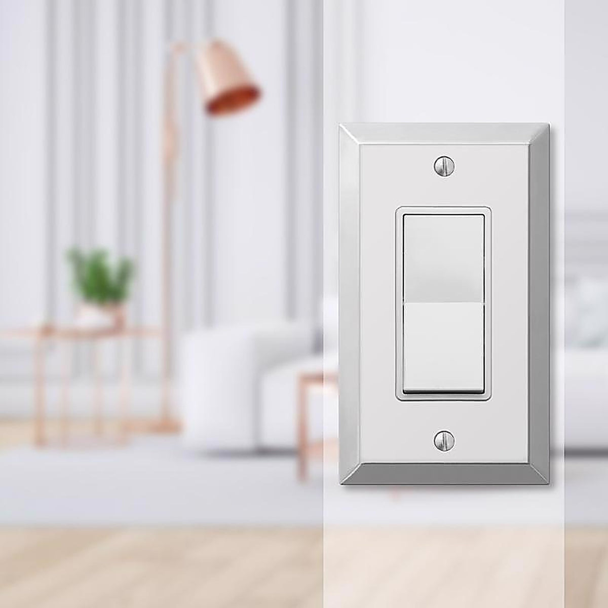 Amerelle 161R Century Polished Chrome Light Gray 1 gang Stamped Steel Rocker Wall Plate 1/Pack