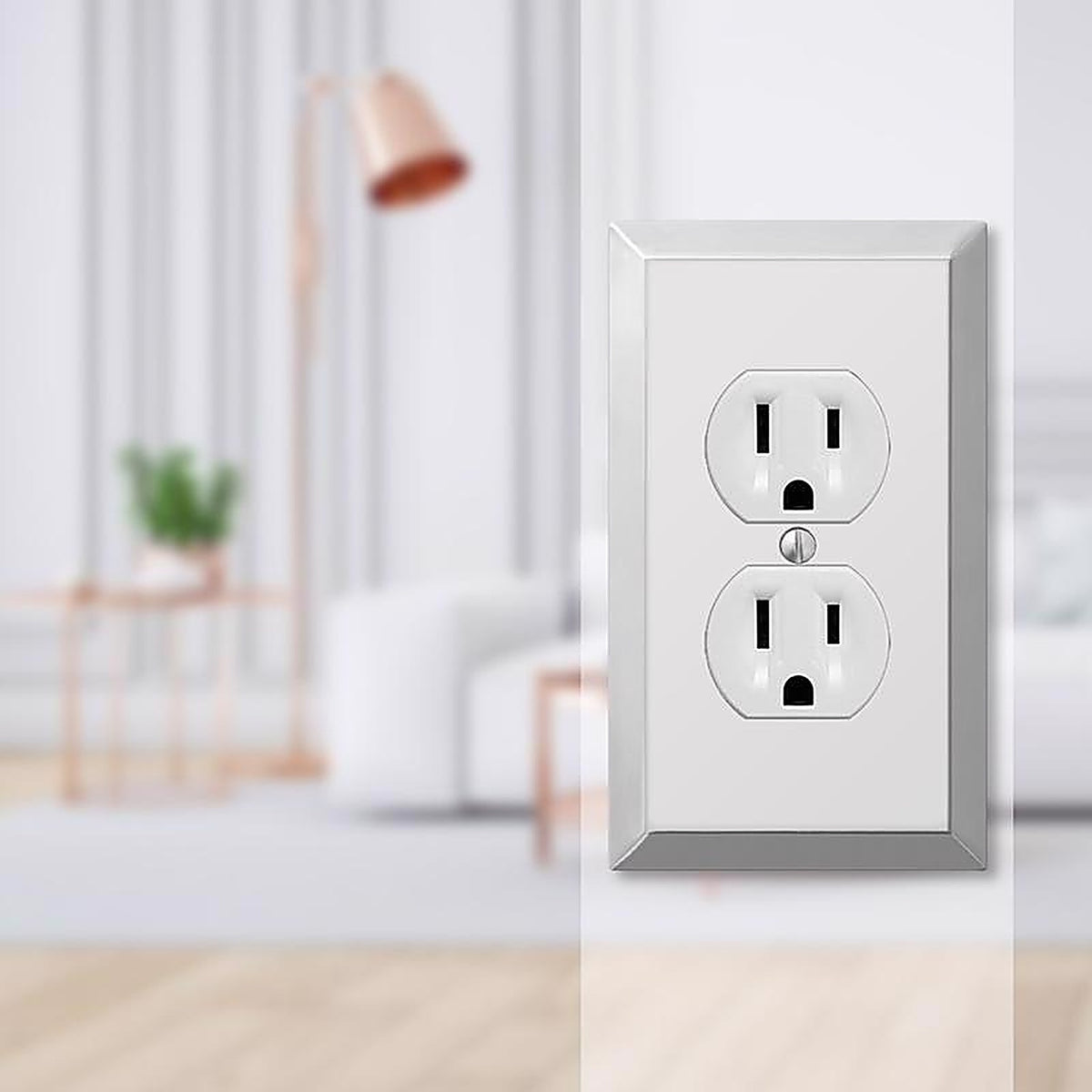 Amerelle 161D Century Polished Chrome Light Gray 1 gang Stamped Steel Duplex Outlet Wall Plate 1/Pack